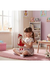 Resim Kırmızı Elbiseli El İşi Amigurumi Oyuncak Kız Bebek Kırmızı 
