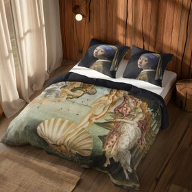 Resim İnci Küpeli Kız & Venüs'ün Doğuşu Çift Taraflı Nevresim Takımı - Tek Kişilik 