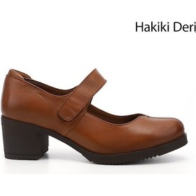 Resim Gönderi(R) Gönderi R Taba Antik Kalın Topuklu Mary Jane Hakiki Deri Ayakkabı Taba 