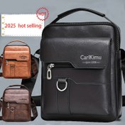 Resim CARLKIMU Vintage Tarzı Erkek Çapraz Çanta - Ayarlanabilir Askılı Omuz Çantası, İş, Seyahat ve Günlük Seyahat için Çoklu Bölmeler & Fermuarlı Cepler (Kahverengi, Siyah, Gri), Küçük Çapraz Çanta 