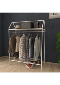 Resim Home Hanger Beyaz Konfeksiyon Askısı Raflı Butik Askı Konsept Askılık Beyaz 
