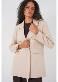 Resim Bigdart Kadın Kruvaze Yaka Blazer Ceket 0722 - Krem 