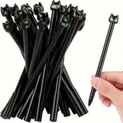 Resim 10 adet Sevimli Karikatür Siyah Kedi Jel Kalemleri, 0.5mm İnce Uç, Siyah Mürekkep, Dekoratif Kedi Üstü ile Dayanıklı Plastik Gövde, Öğrenciler ve Ofis Malzemeleri için Mükemmel 