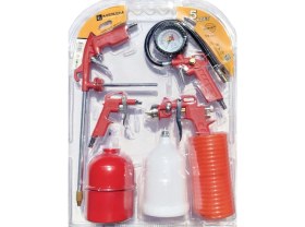 Resim Boya Tabancası Seti Havalı 5'lii Set Göstergeli Lastik Şişirme- Hava-Mazot- Boya Tabancası 5 mt S 