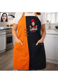 Resim Bk Gift Kişiye Özel Karikatürlü Turuncu & Siyah Mutfak Önlüğü -2, Aşçı Ve Şef Önlüğü, Ev Hediyesi Kobitmeyencom36630 Bk Gift Renkli 