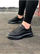 Resim WG Fashion Mp507 St Bağcıklı Cilt Ortopedik Yüksek/kalın Taban Erkek Sneaker Siyah 