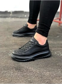 Resim WG Fashion Mp507 St Bağcıklı Cilt Ortopedik Yüksek/kalın Taban Erkek Sneaker Siyah 