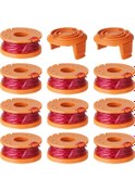 Resim Jeehugo 10 Adet Wa0010 Filament Bobini + 2 Adet Kapak, 10 Fişek 0.065 İnç Worx Trimmer İçin Yerine Konulabilir Otomatik Besleme Nylon Kesme Teli Seti 
