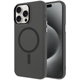 Resim Mobilzone iPhone 15 Pro Max Uyumlu Zore Magsafe Şarj Özellikli Buzlu Transparan C-Pro Sert Kılıf-Siyah 