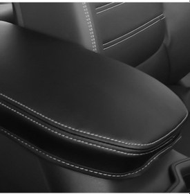 Resim Toyota Rav4 2000 İçin Araba Merkezi Kolçak Kutusu Koruyucu Deri Kapak Siyah Gri 1 Adet 