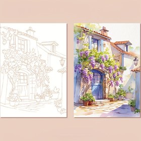 Resim 6 Parça Yaratıcı Suluboya Seti - Manzara ve Çiçek Desenli Yetişkin Boyama Kitabı, Sanat Resmi için Suluboya Kağıdı ve Pigmentler Dahil, Detaylı Sanat Eserleri, Suluboya Malzemeleri 