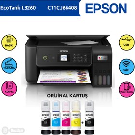 Resim Epson Ecotankl3260 Renkli Tanklı Yazıcı Baskı-tarama-kopya(usb,wifi)+orijinal 4x65ml+1 Mürekkep 