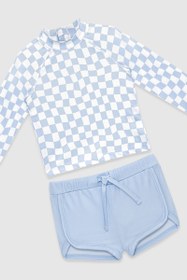 Resim UV Korumalı Uzun Kollu Erkek Bebek Mayo Seti Groovy Checker - Groovy Checker / 6-12 Ay 