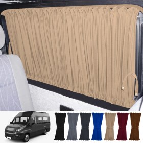 Resim Oto Pandami Iveco Daily 6/7 Nesil Uzun Şase 2014-2023 Uyumlu Krem Raylı Oto Perde Takımı 