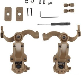 Resim Vkemall Askeri Kask Kulaklık Montaj Rayı Seti - Gürültü Azaltıcı, Çok Açılı Ayarlanabilir, Çamur Rengi - Profesyonel Erişor Ve Parçalar Kahverengi 