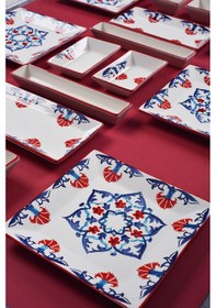 Resim Piatti Naturali 16 Parça 6 Kişilik Çini Kahvaltı Takımı Handmade Sunum Seti Çok Renkli 