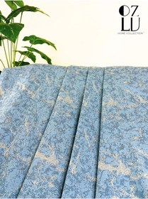 Resim Pamuklu Yeni Nesil Koltuk - Çekyat Örtüsü 170x220 Mermer Desen Açık Mavi Koltuk Şalı 