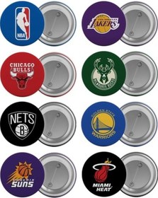 Resim Nba Takımları Çanta Rozeti Seti 8 Adet En Büyük Boy 5.8Cm Iğneli 