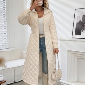 Resim Kadınlar İçin Şık Beyaz Kapüşonlu Kışlık Mont - Uzun Püskülli Ceket, Cepli Bej//Siyah/Koyu Kahverengi/Kahve 