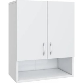 Resim Kobiç 2 Kapakli Çok Amaçli Tek Rafli Banyo Ve Mutfak Dolabi 50X30 Beyaz 