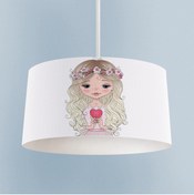 Resim BAMBAŞKA MODA BEBEK VE ÇOCUK ODASI Kalp Tutan Prenses Kız Desenli Avize 