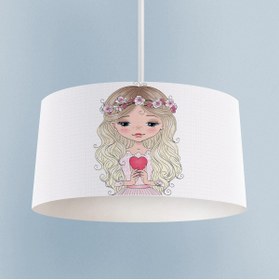 Resim BAMBAŞKA MODA BEBEK VE ÇOCUK ODASI Kalp Tutan Prenses Kız Desenli Avize 