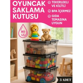 Resim Loremp 80 Litre Saklama Kutusu 3 Adet Saklama Kutusu Düzenleyici 