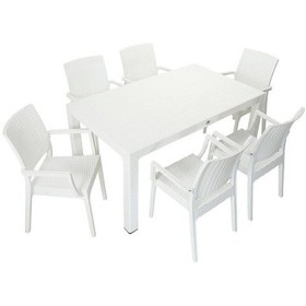 Resim Depootoptan Mandella Elit Rattan 90 x 150 CM Elit Koltuk Masa Takımı Beyaz 