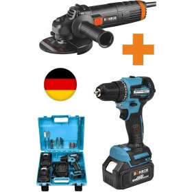 Resim Böhrer 2100W 125 mm Demir Kesme Taşlama Makinesi + Kömürsüz 10 mm Brushless Akülü Vidalama Matkap 