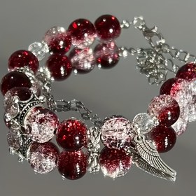 Resim Taç ve Çiçek Detaylı Zarif Kadın Bilekliği - Bohem Tarzı Cam Boncuklar, Parlayan Taşlar, Ayarlanabilir Zincir - Partiler, Tatiller, Günlük Giyim için Mükemmel - İdeal Hediye, Parti Aksesuarı, Taç Süslemeli, Dayanıklı Takı 