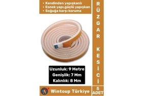 Resim Premium Yapışkanlı Pencere Izolasyon Bantı Rüzgar Soğuk Kesici Cam Yalıtım Süngeri 9 Metre x 5 Adet 
