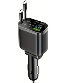Resim Challenger Gyıoept 5li Geri Çekmeli Araba Şarj Adaptörü Hızlı Şarj Usb Type C Ve Çift Usb Akıllı Sıcaklık Kontrolü Siyah 