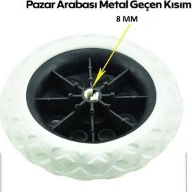 Resim PremiumPort 18X15 cm Geçmeli Tak Çıkar Pazar Arabası Tekerlekleri, 2 Adet Beyaz 