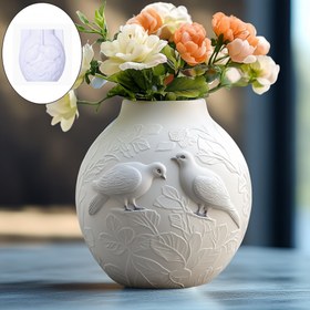 Resim Sanatsal Ev Dekoru için Silikon Reçine Kalıpları, Beyaz Duvak Kabartmalı Bitki Vazı ve Mum Tutucu, DIY El Sanatları, Oval Şekil, Tekrar Kullanılabilir, Toksik Olmayan, Yüksek Kaliteli, Bitki Dekoru Kalıbı ile, Reçine Döküm Kalıbı için 