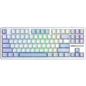 Resim Aula F87 Pro Mekanik Rgb Tkl Graywood V3 Switch Kablosuz Makrolu Hot Swap Klavye Buz Mavi 