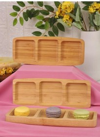 Resim Bambum 3 Bölmeli Bambu Dikdörtgen Servis Tabağı Kahvaltı, Atıştırmalık Ve Sunum Tepsisi Bambu 