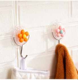 Resim Porsima 084 2 Adet Papatya Desenli Yapışkanlı Banyo Mutfak Askısı Çok Renkli 