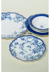 Resim Blue Life New Bone 24 Parça Yemek Takımı Sofra Sunum Seti Beyaz - Mavi 