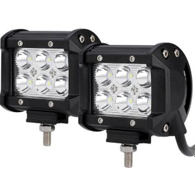 Resim Motosiklet Sis Farı Çakarlı Beyaz 18w 6 Led 2adet 