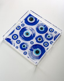Resim Queen Bee İstanbul Nazarlık Desenli Pleksi Tepsi 38cm X 38 Cm 