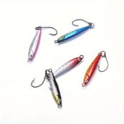Resim 5'li Paket Mini Jig Balıkçılık Yemleri, Karışık Renkler, Çinko Alaşımlı Gövde, Keskin saç tokası, 3D Gözler, Çok Katmanlı Boyama, Alabalık, Levrek, Levrek, Akarsu Balıkçılığı için 