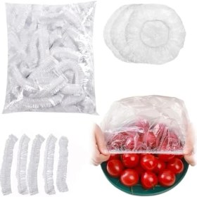 Resim 100’LÜ Yeniden Kullanılabilir Elastik Plastik Kase Kapakları - Şeffaf, 12X30 Cm, Hava Geçirmez Gıda Saklama Bonesi, Ev ve Restoran Için 