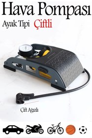 Resim NUBLADO Ayaklı Tipi Hava Pompası Göstergeli Kilitli Çiftli Hava Depolu Teker Araç Bisiklet Pompası MFt. 