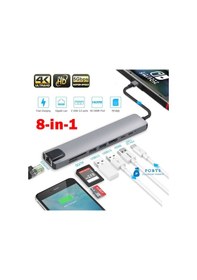 Resim 8 İn1 4K Type-C USB 3.0 Hub HDMI RJ45 SDTF Adaptörü 