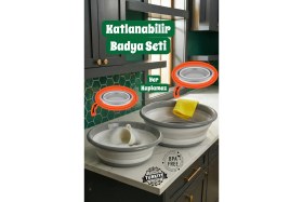 Resim Muf Home Qlux Ideas 2'li Katlanabilir Silikon Badya Seti Pratik Yerden Tasarruf Sağlar (5 Lt + 9 Lt) Bpa Içermez 