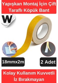 Resim Premium İz Bırakmayan Su Sızdırmaz Yapışkan Montaj İçin Çift Taraflı Köpük Bant 2 Mt 2 Adet 