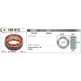 Resim NURSAN 12v Alternatör Statör Valeo Tipi 90 A (6 UÇLU) 
