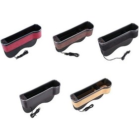 Resim Dancemonkey Cbtx Koltuk Boşluğu Saklama Kutusu, 2 Usb Ve Led Işıklı, Süet Siyah Yardımcı Pilot 