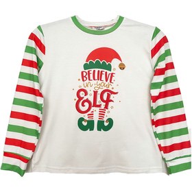 Resim Bolder Yeni Yıl Çizgili Çocuk Pijama Takımı 