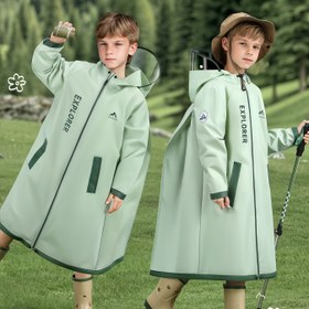 Resim Beimei Gençler için Su Geçirmez Yağmurluk Sırt Çantası Cebi ile - Erkek ve Kız Çocukları için Hafif EVA Kapüşonlu Yağmurluk, Gevşek Kesim Dış Mekan Yürüyüş & Okul Üniforması Kaban (Yeşil), Kızlar için Yağmurluk, Dayanıklı Yağmurluk Giyim 